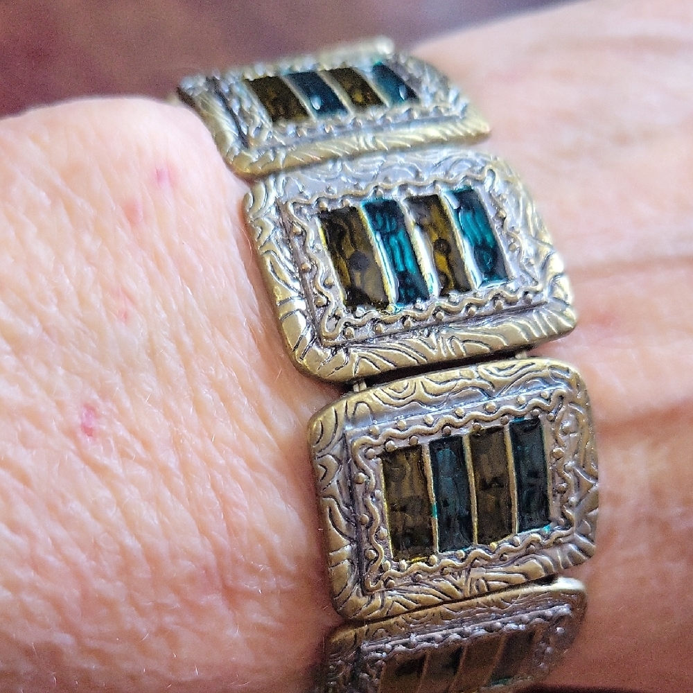 Vintage Silver and Blue Enameled Bracelet